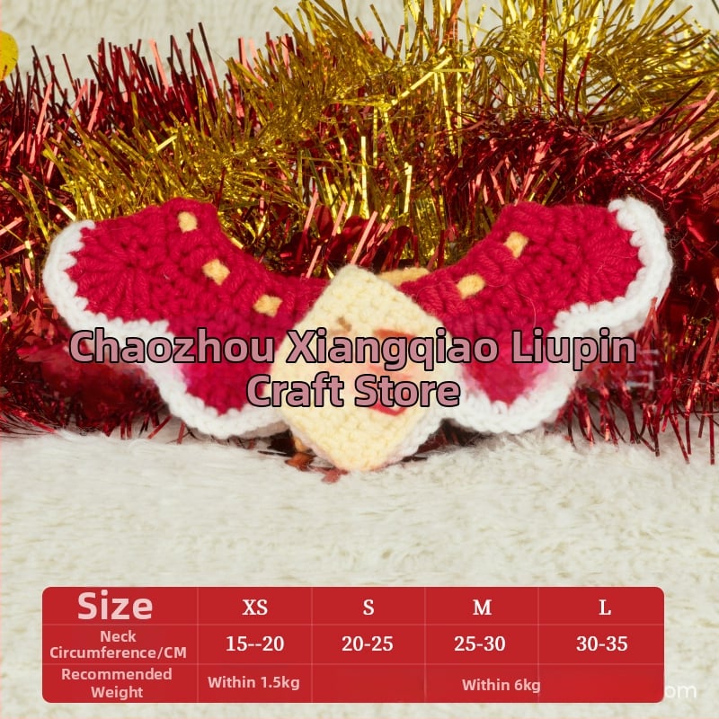 Kalėdinis megztas kaklo šalikas gyvūnams - spalvų blokų raštas, vilna, tinka katėms ir šunims, žiemai, mielas stilius