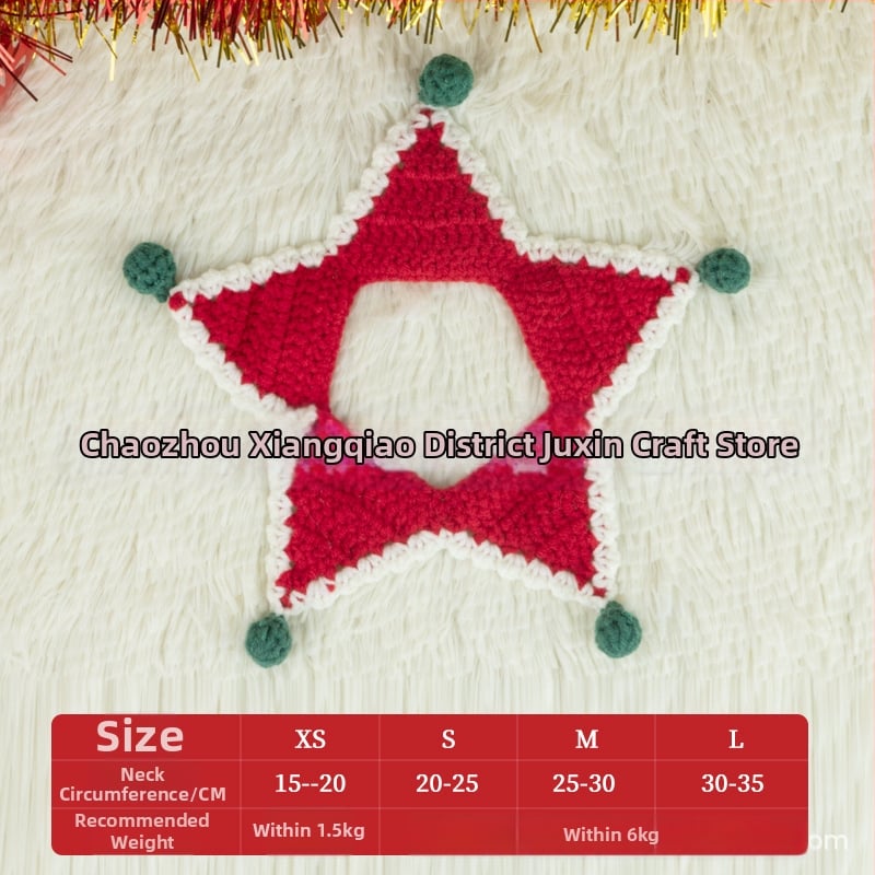 Kalėdinis megztas kaklo šalikas gyvūnams - spalvų blokų raštas, vilna, tinka katėms ir šunims, žiemai, mielas stilius