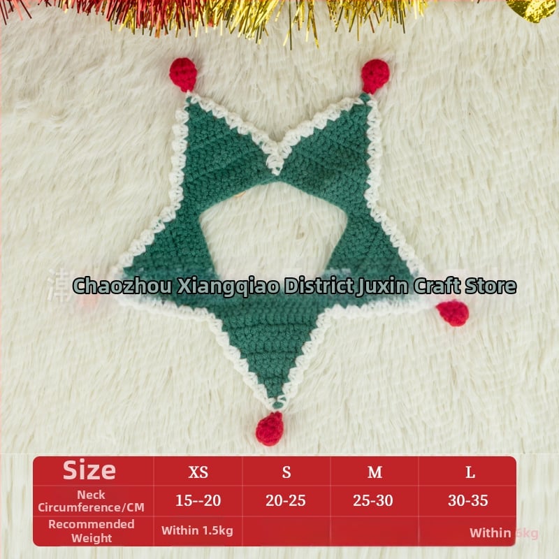 Kalėdinis megztas kaklo šalikas gyvūnams - spalvų blokų raštas, vilna, tinka katėms ir šunims, žiemai, mielas stilius