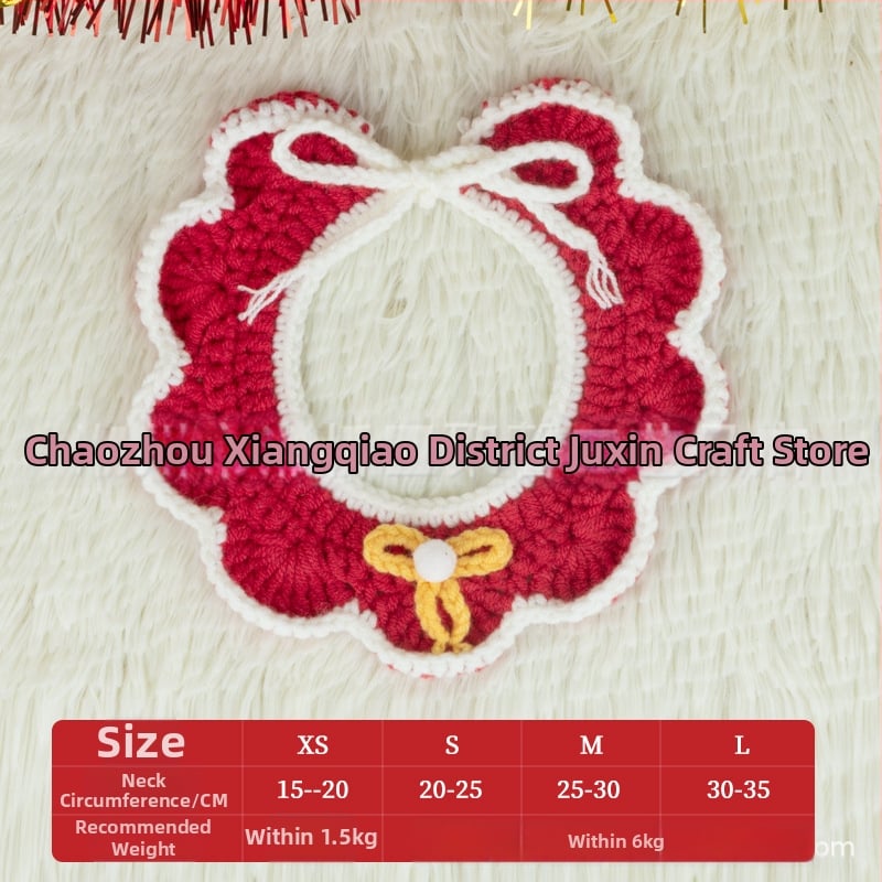 Kalėdinis megztas kaklo šalikas gyvūnams - spalvų blokų raštas, vilna, tinka katėms ir šunims, žiemai, mielas stilius