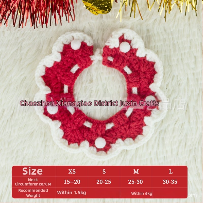 Kalėdinis megztas kaklo šalikas gyvūnams - spalvų blokų raštas, vilna, tinka katėms ir šunims, žiemai, mielas stilius