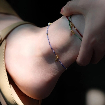 Anklet s perlama - bakreni, JL071, ljeto 2024