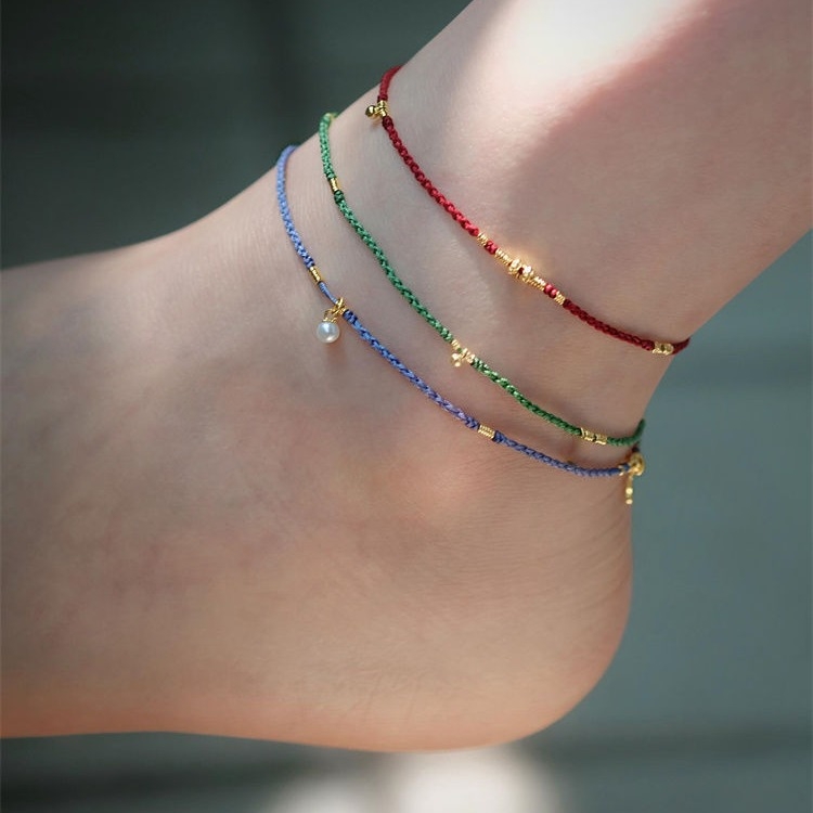 Anklet s perlama - bakreni, JL071, ljeto 2024