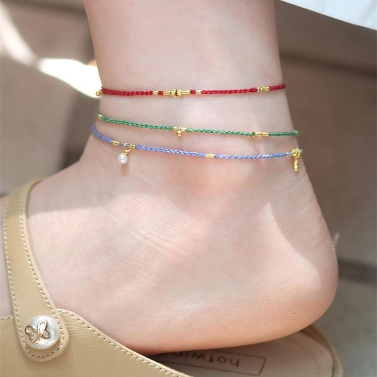 Anklet s perlama - bakreni, JL071, ljeto 2024