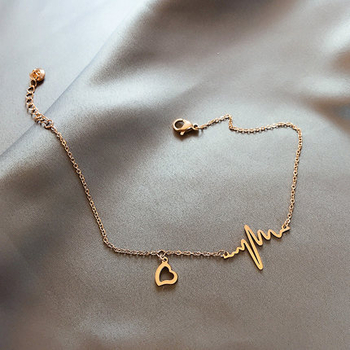 Anklet za žene – dizajn otkucaja srca, titan čelik; Materijal: titan čelik; Vrsta: anklet; Stil: ženski; Podrijetlo: Jinhua; Kategorija: stopalo