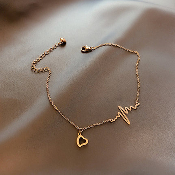 Anklet za žene – dizajn otkucaja srca, titan čelik; Materijal: titan čelik; Vrsta: anklet; Stil: ženski; Podrijetlo: Jinhua; Kategorija: stopalo
