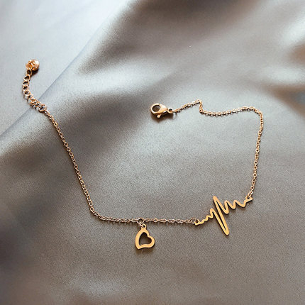 Anklet za žene – dizajn otkucaja srca, titan čelik; Materijal: titan čelik; Vrsta: anklet; Stil: ženski; Podrijetlo: Jinhua; Kategorija: stopalo