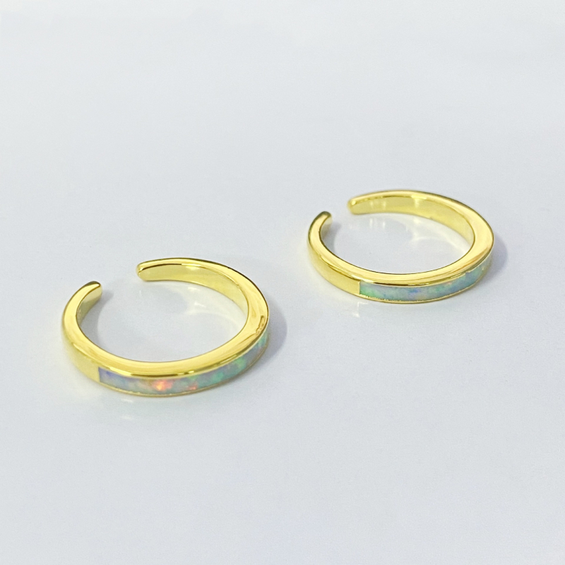 Pēdas pirksta gredzens, vienkāršs sieviešu stils, sudraba iegravējums ar opālu, ģeometriska forma, zīmols Silver kaida, modelis tjz001