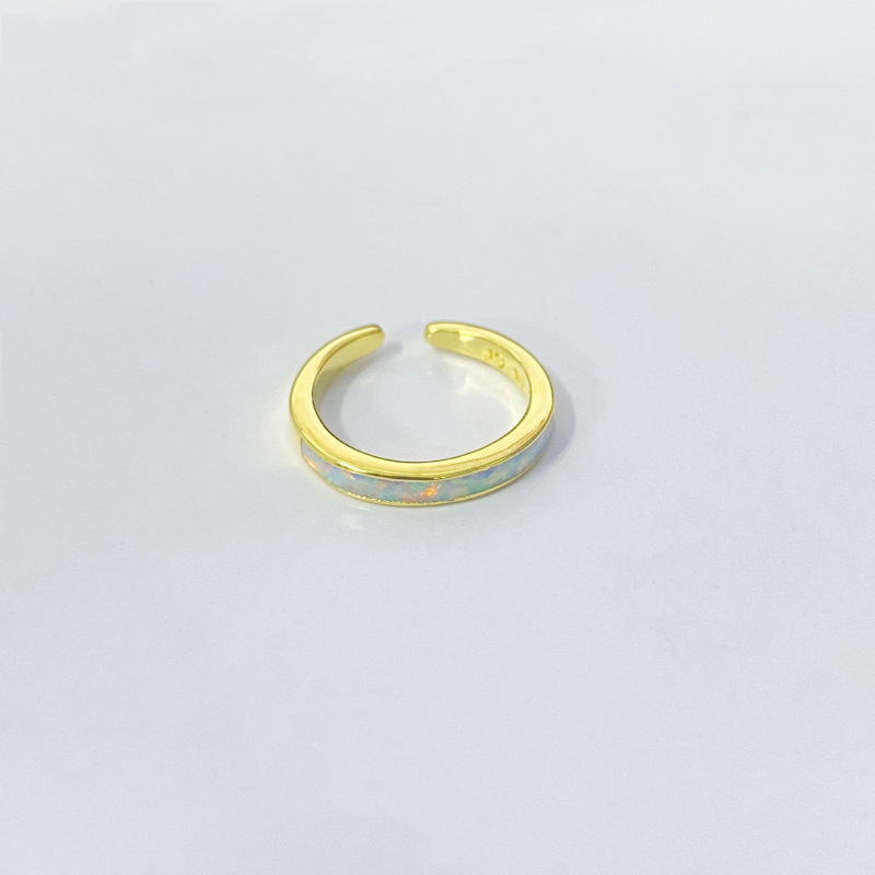 Pēdas pirksta gredzens, vienkāršs sieviešu stils, sudraba iegravējums ar opālu, ģeometriska forma, zīmols Silver kaida, modelis tjz001