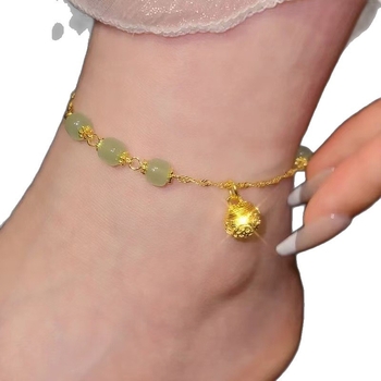 Anklet s zvončićem i perlicama od bakrene legure, ženski modni dodatak, prilagodljivo, ljeto 2025 izdanje