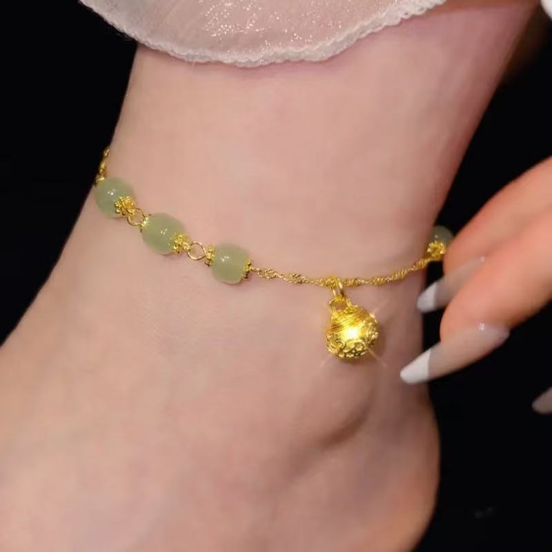 Anklet s zvončićem i perlicama od bakrene legure, ženski modni dodatak, prilagodljivo, ljeto 2025 izdanje