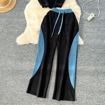 Női nyári nadrágkosztüm 2025, poliészter, 90–95% poliészter, ¾ ujjak, egyszínű minta, casual stílus