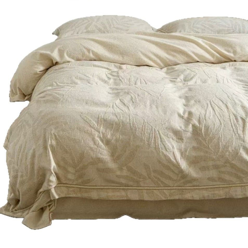 Keturių dalių patalynės komplektas su prancūziška nėrinių, medvilnės-linų, Jacquard audinys, reaktyvus dažymas, 500-800 g, A klasės motinai ir kūdikiui