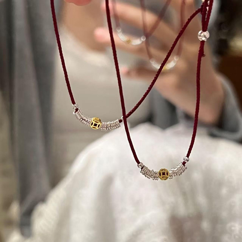 Brățară de gleznă din S925 argintiu, mărgele în formă de monedă, design geometric – femei, stil retro