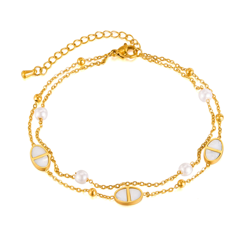 Geometriai alakú bokalánc titánacélból kettős rétegű gyöngy díszítéssel