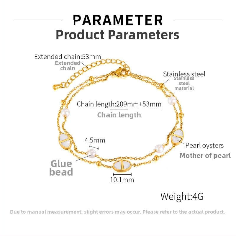 Geometriai alakú bokalánc titánacélból kettős rétegű gyöngy díszítéssel
