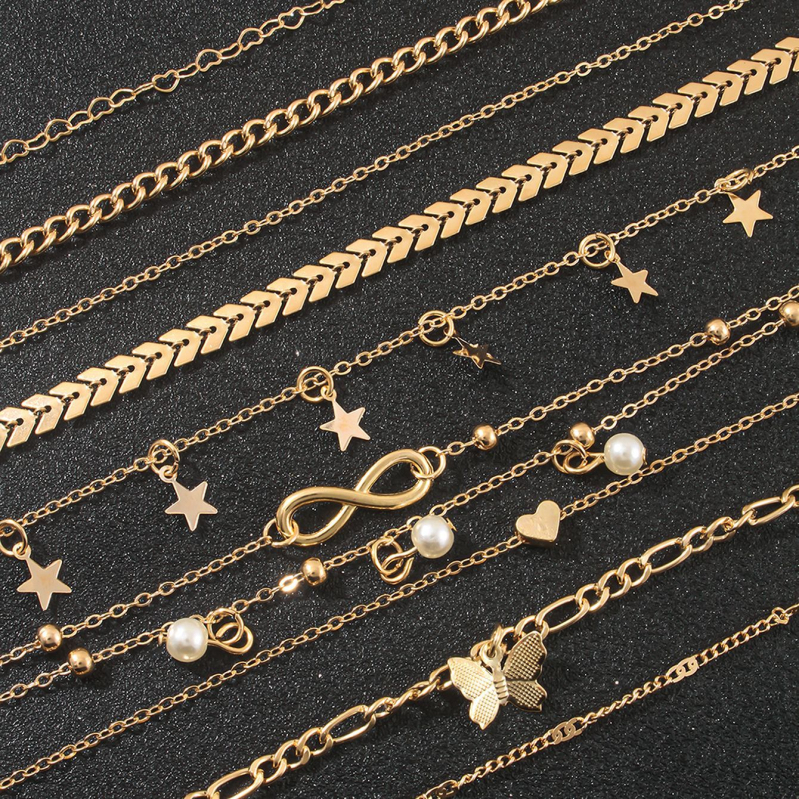 Brățară de gleznă cu formă de stea, din aliaj, design simplu unisex