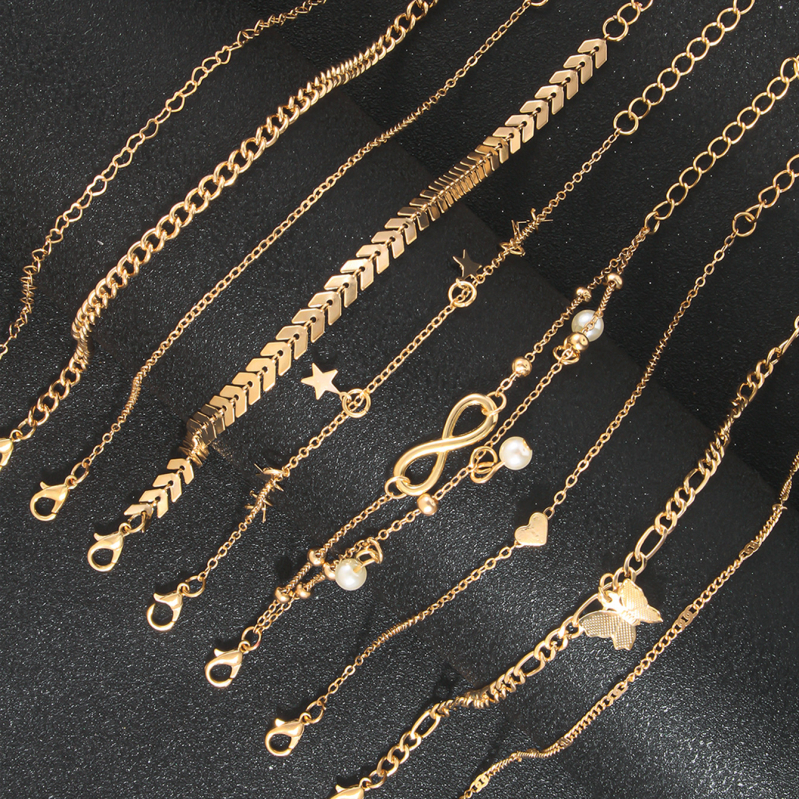 Brățară de gleznă cu formă de stea, din aliaj, design simplu unisex