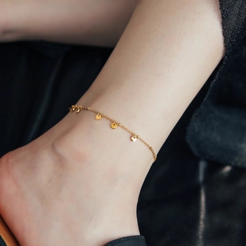 Titánacél bokalánc 18K aranyozással, nagy láncú geometrikus korong díszítéssel, női divatkiegészítő