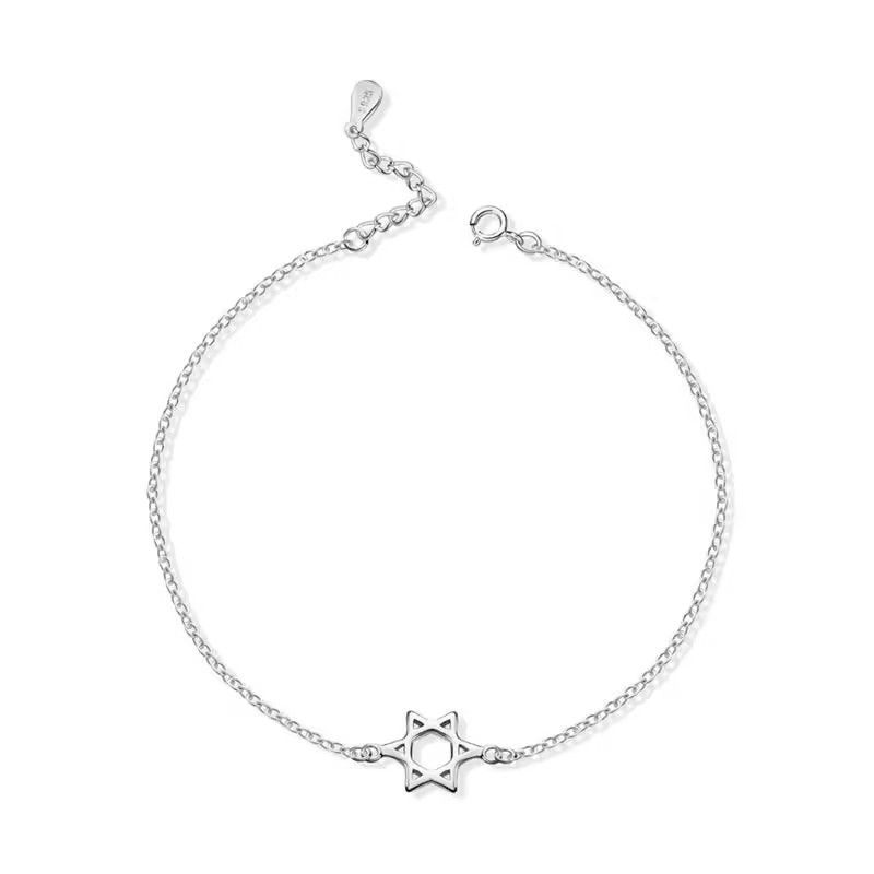 Anklet sa šestokrakom zvijezdom, s premazom platine, za žene, ljetno izdanje 2025