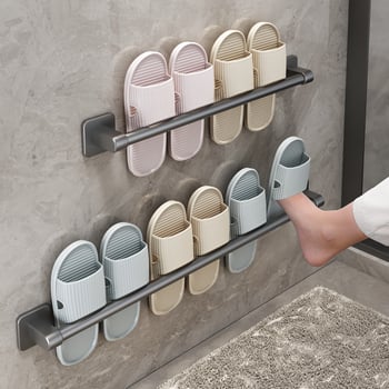 Fürdőszobai papucs tartó, falra szerelhető, fúrásmentes, szénacél, modern egyszerű stílus, egy réteg