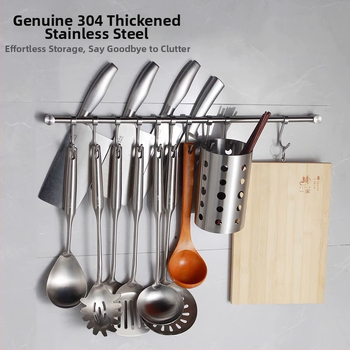 Zirconia GDPG007 Virtuves sienas pakaramais ar pārvietojamu stieni no 304 nerūsējošā tērauda, mūsdienīgs minimalistiskais stils