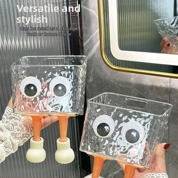 Sienas stiprināma sejas dvieļu uzglabāšanas kastīte, PET plastmasa, nosusināšanas nodalījums, anime raksts, 200 g