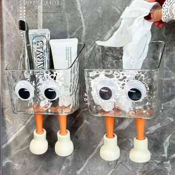 Sienas stiprināma sejas dvieļu uzglabāšanas kastīte, PET plastmasa, nosusināšanas nodalījums, anime raksts, 200 g