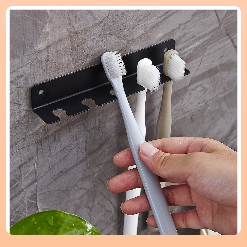Стенно държател за четки за зъби, метална конструкция, за баня, без пробиване