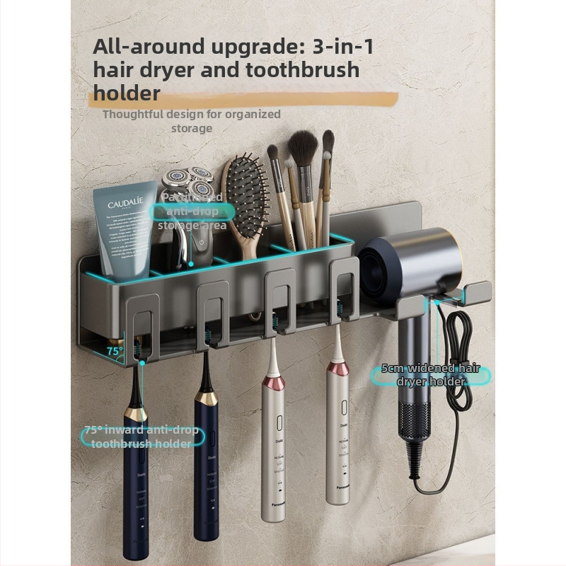 Zobu birstes turētājs ar bez urbuma uzstādīšanu, metāla, citi stiprinājuma veidi, iepakojums 50