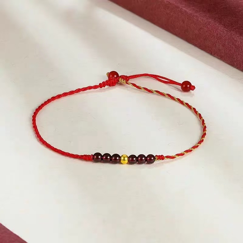 Gležanj narukvica od granata, ručno pletena šnura, oblik U, brend Falin Crystal Jewelry