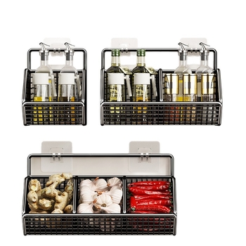 Seinasse paigaldatav köögihoidik, puurimata, mitmekülgne metallist organiseerija sibulale, ingverile, küüslaugule ja maitseainetele, 1 tk