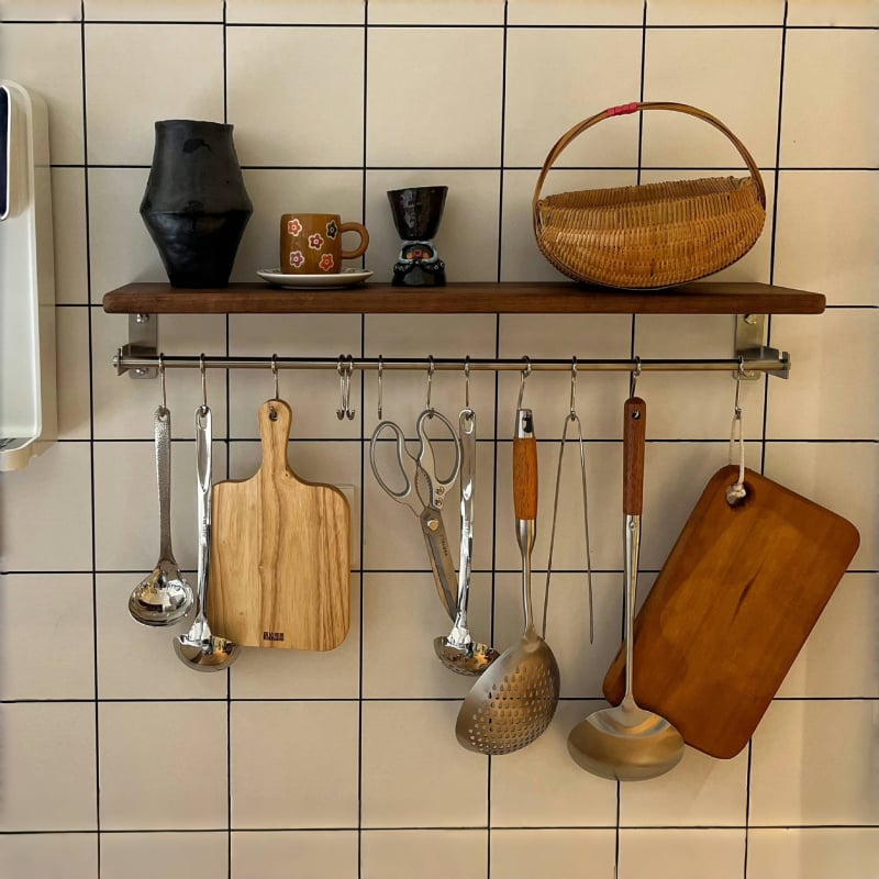 Konyhai eszközök rendezője falra szerelhető, szénacél, szerelés nélkül (Szénacél; Falra szerelhető; Szerelés nélkül)