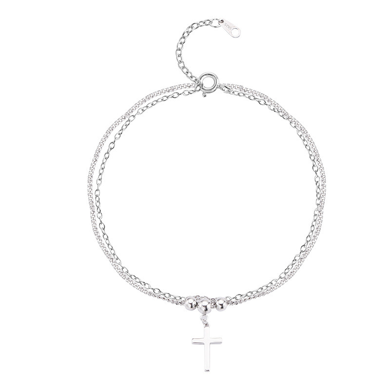 Brățară de gleznă din argint S925 cu cruce, bijuterii pentru femei