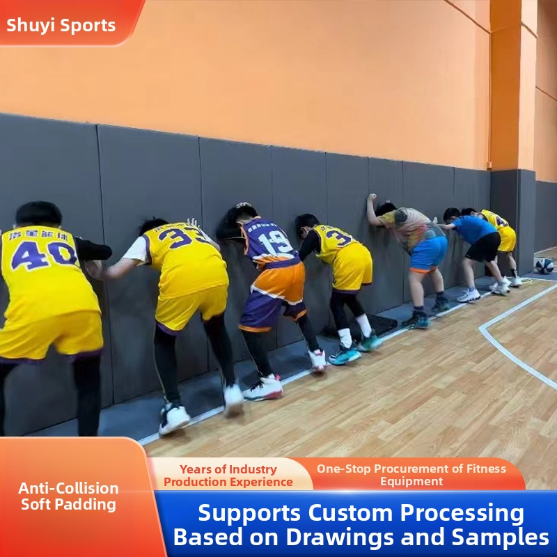 Stena tlmič nárazu pre vnútornú basketbalovú halu – textilný mäkký obal, kreslený štýl