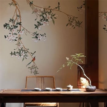 Νέο κινεζικό στυλ Magnolia – ύφασμα τοίχου για σαλόνι, μετάξι, ανθεκτικό στην υγρασία, 3 στρώσεις