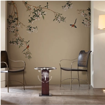 Νέο κινεζικό στυλ Magnolia – ύφασμα τοίχου για σαλόνι, μετάξι, ανθεκτικό στην υγρασία, 3 στρώσεις