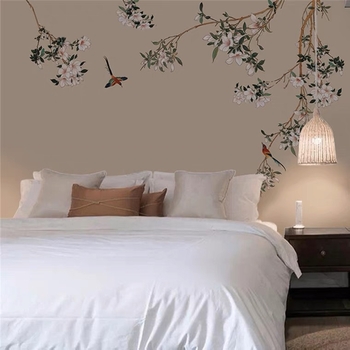 Νέο κινεζικό στυλ Magnolia – ύφασμα τοίχου για σαλόνι, μετάξι, ανθεκτικό στην υγρασία, 3 στρώσεις