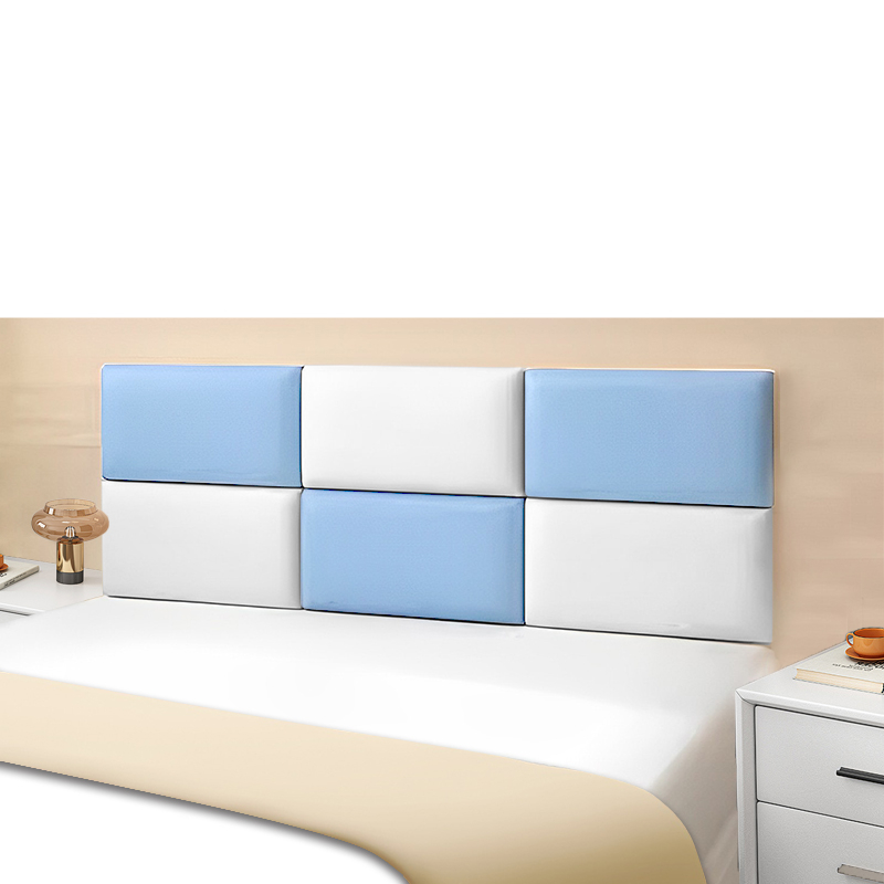 Ágy melletti puha párnázott önillesztős falpanel szállodákhoz — műbőr anyag, modern letisztult stílus, egyszínű mintázat, hálószoba, dolgozószoba, kültér, erkély, kereskedelmi létesítmények