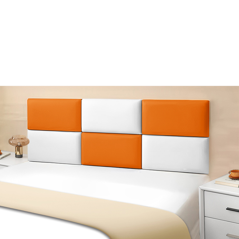 Ágy melletti puha párnázott önillesztős falpanel szállodákhoz — műbőr anyag, modern letisztult stílus, egyszínű mintázat, hálószoba, dolgozószoba, kültér, erkély, kereskedelmi létesítmények