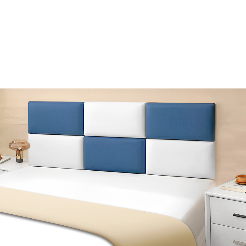 Ágy melletti puha párnázott önillesztős falpanel szállodákhoz — műbőr anyag, modern letisztult stílus, egyszínű mintázat, hálószoba, dolgozószoba, kültér, erkély, kereskedelmi létesítmények