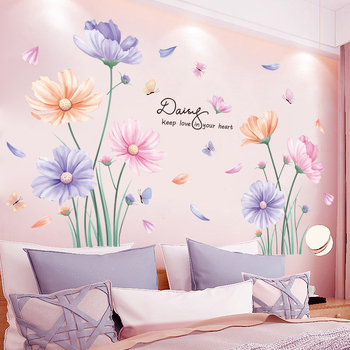 3D самозалепващ стенен декор за спалня и дневна с флорални мотиви, PVC материал, водоустойчив и влагоустойчив, 5+ броя