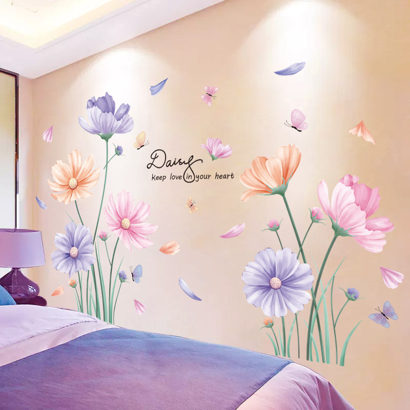 3D самозалепващ стенен декор за спалня и дневна с флорални мотиви, PVC материал, водоустойчив и влагоустойчив, 5+ броя