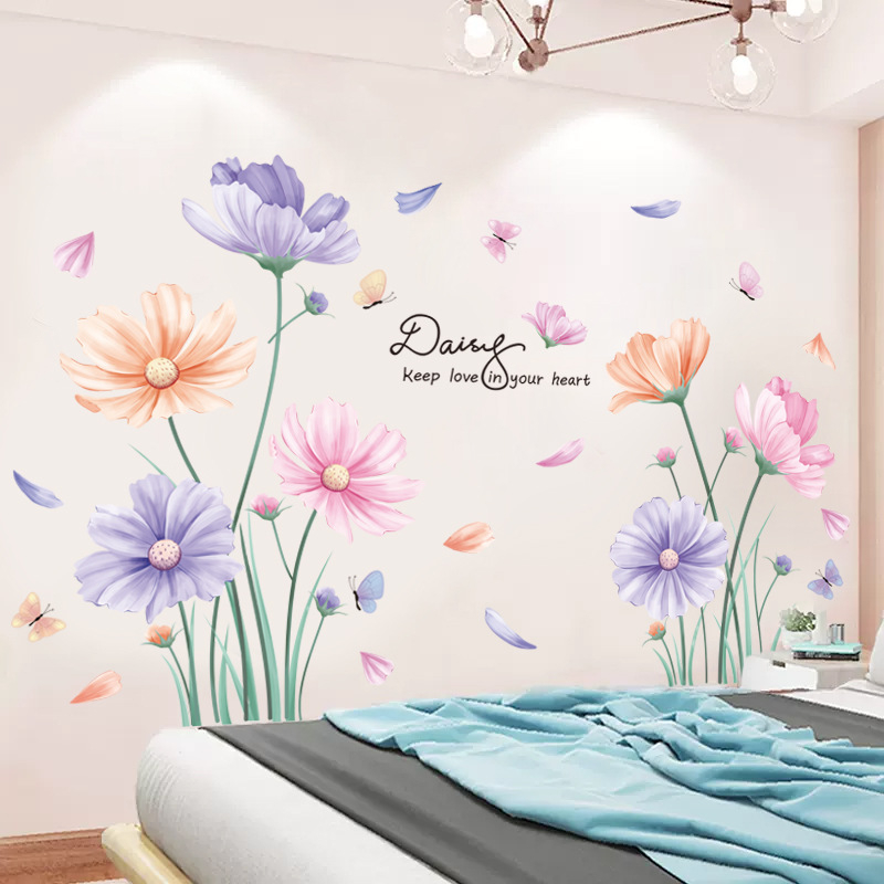 3D самозалепващ стенен декор за спалня и дневна с флорални мотиви, PVC материал, водоустойчив и влагоустойчив, 5+ броя