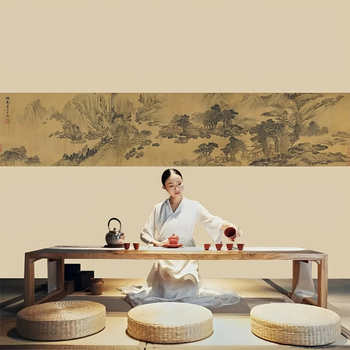 Κάλυψη τοίχου Orange art mural, συνθετικές ίνες, αντιρύπανση, στυλ Νέο κινεζικό, εγκατάσταση διαθέσιμη