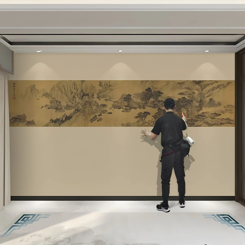 Κάλυψη τοίχου Orange art mural, συνθετικές ίνες, αντιρύπανση, στυλ Νέο κινεζικό, εγκατάσταση διαθέσιμη