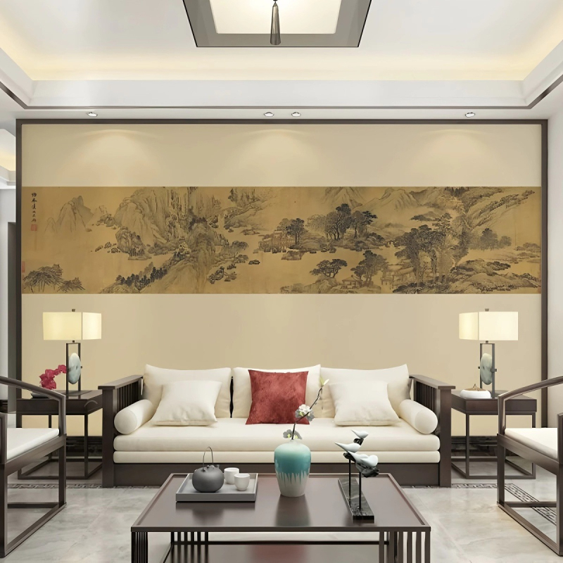 Κάλυψη τοίχου Orange art mural, συνθετικές ίνες, αντιρύπανση, στυλ Νέο κινεζικό, εγκατάσταση διαθέσιμη