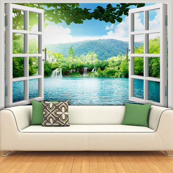 Ταπετσαρία τοίχου με θέα στη θάλασσα – νησί με φοίνικες, παραθαλάσσιο σκηνικό, προσαρμοζόμενη ταπετσαρία τοίχου; Ανθεκτικό στη φωτιά, φιλικό προς το περιβάλλον, μη υφαντή, χωρίς ραφές