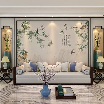 Κάλυψη τοίχου — Νέο κινέζικο στυλ, μετάξι, ανθεκτικό στην υγρασία, μάρκα Jie xi, premium κατηγορία