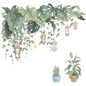 PVC zidna naljepnica – Motiv banana listova, za dnevni boravak i spavaću sobu, moderni minimalistički ravni stil, jedan list papira